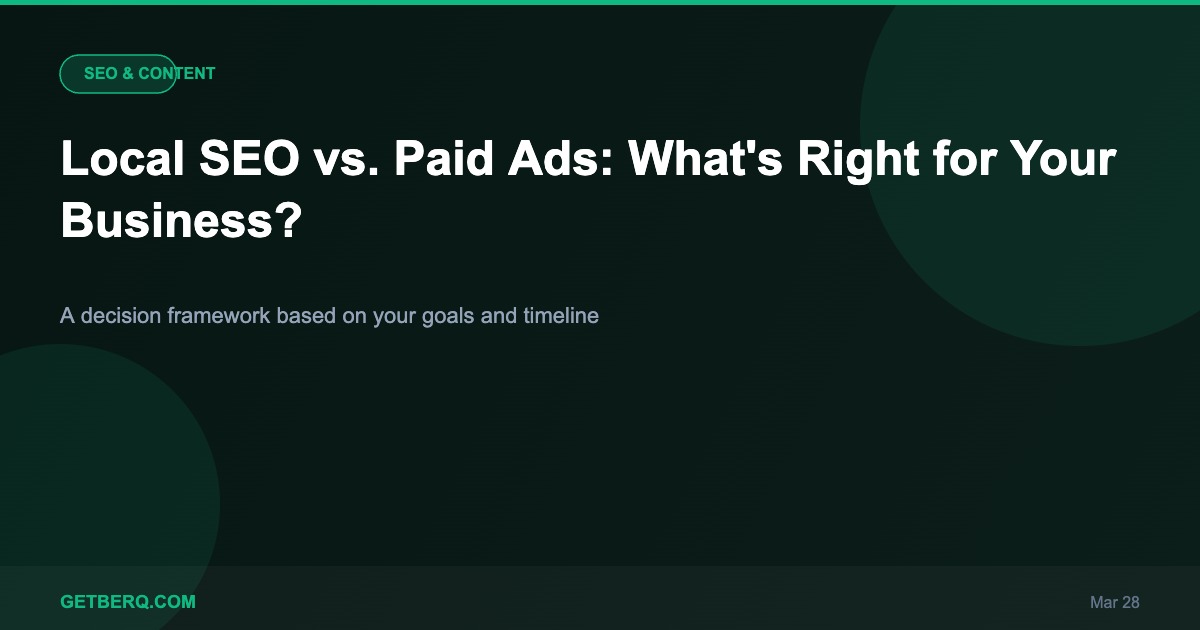 Local SEO vs paid ads for local businesses
